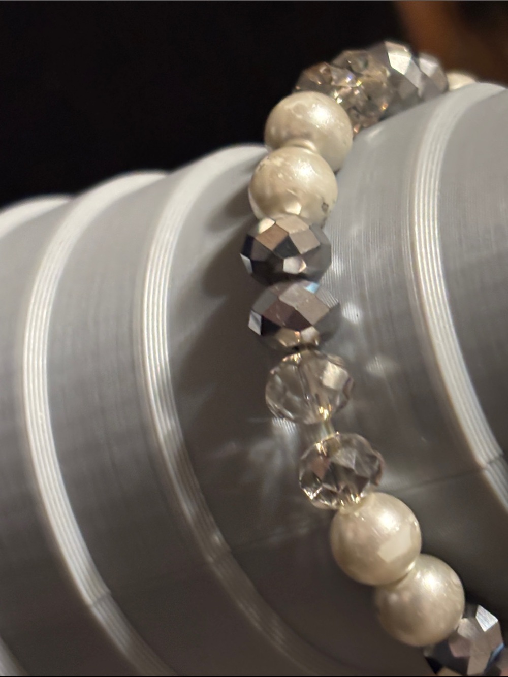 Erimish Black, Clear & White Heart Stack Bracelets Faceted Beads Coquette Photos - Picture 11 of 16